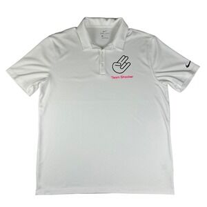 Nike Dri-FIT Team Shocker White Polo Shirt Mens Large Golf Performance